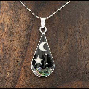 Taxco Mexico Abalone Moon Star Pendant